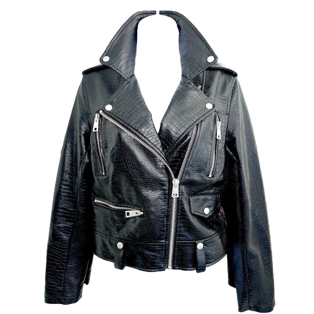 LEVI’S Crocodile Faux Moto Jacket Black Color Size XS